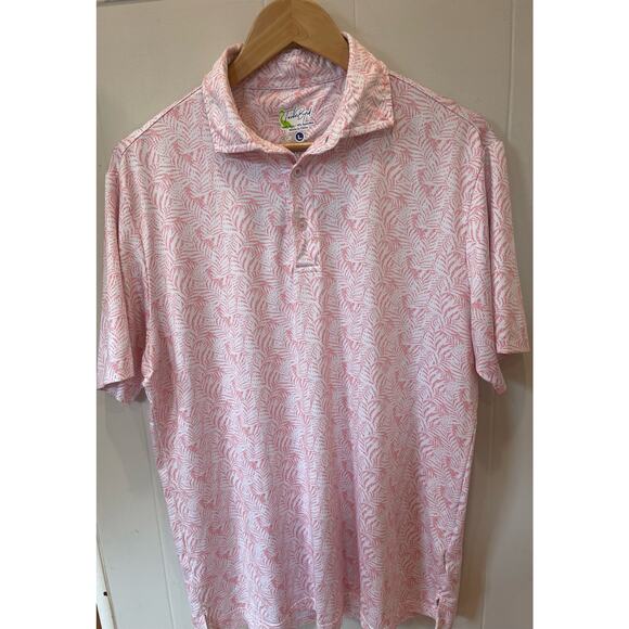 Tailor‎ Byrd Coral Palm Leaf Golf Polo Size Large - Picture 2 of 6
